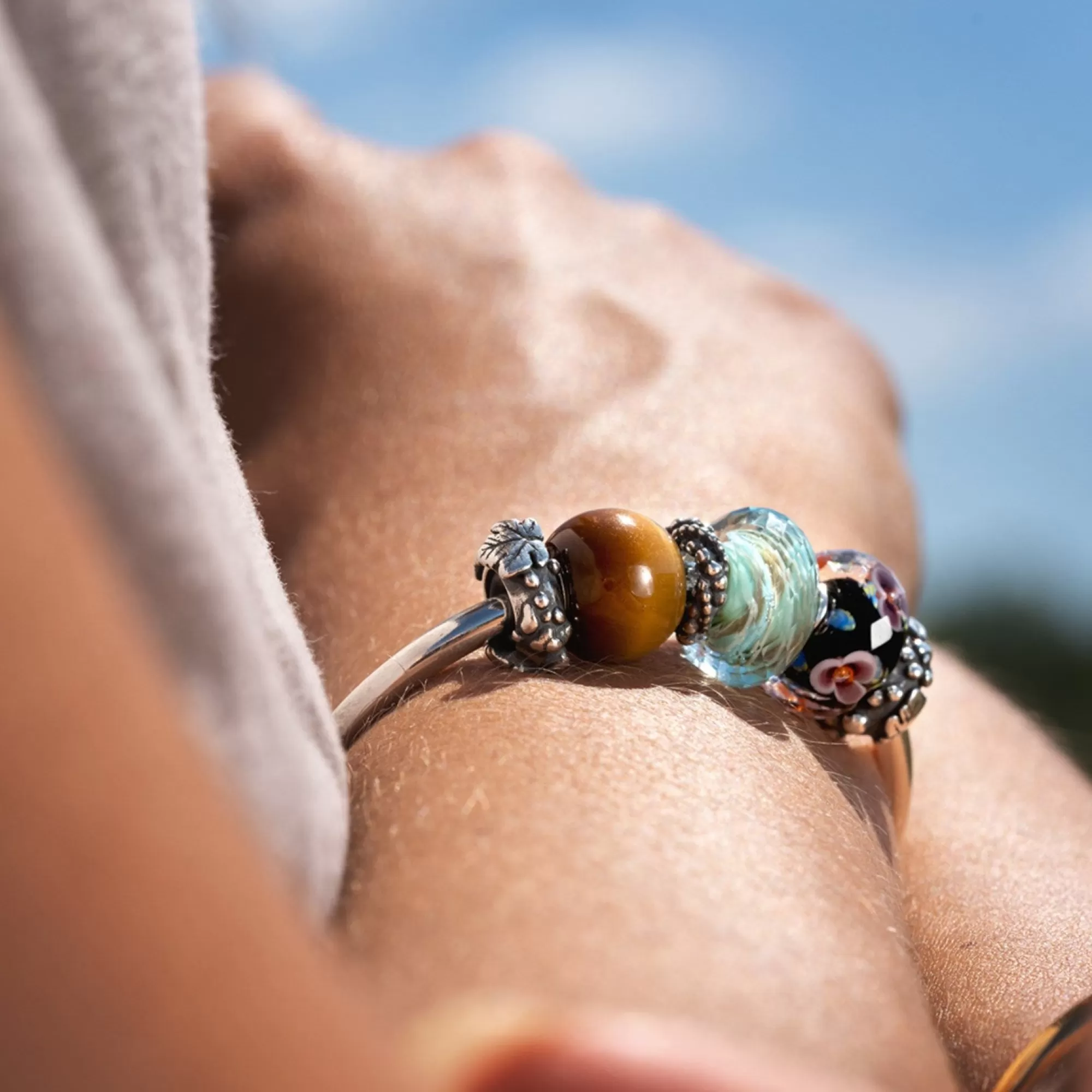 Trollbeads Kralen-Jumbo Rond Geel Tijgeroog